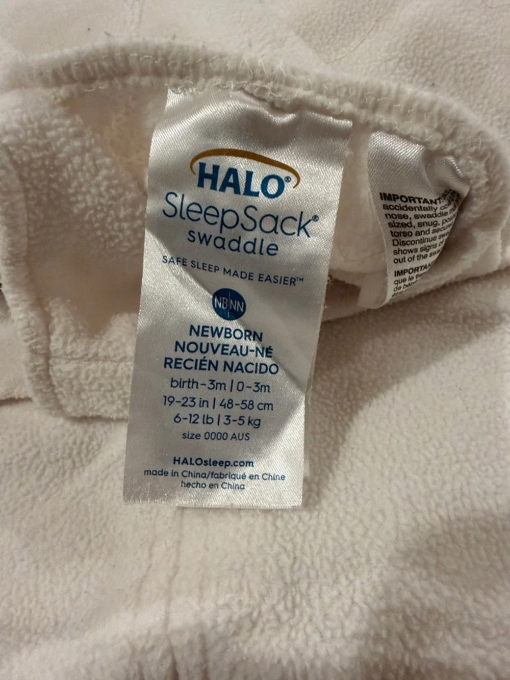HALO Cream Wearable Sleep Sack with Light Blue Logo
